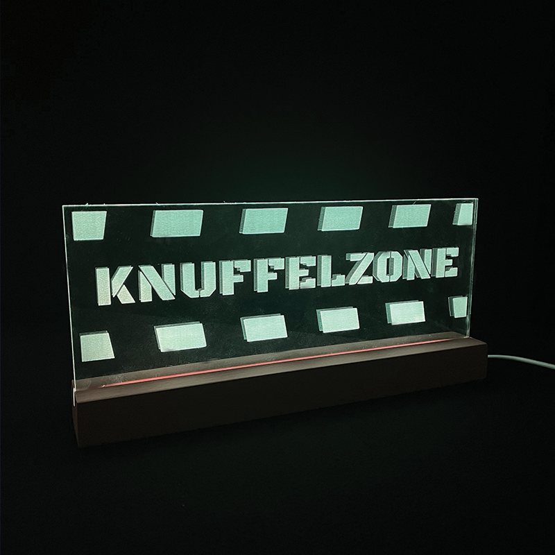 Knuffelzone LED sign glowing