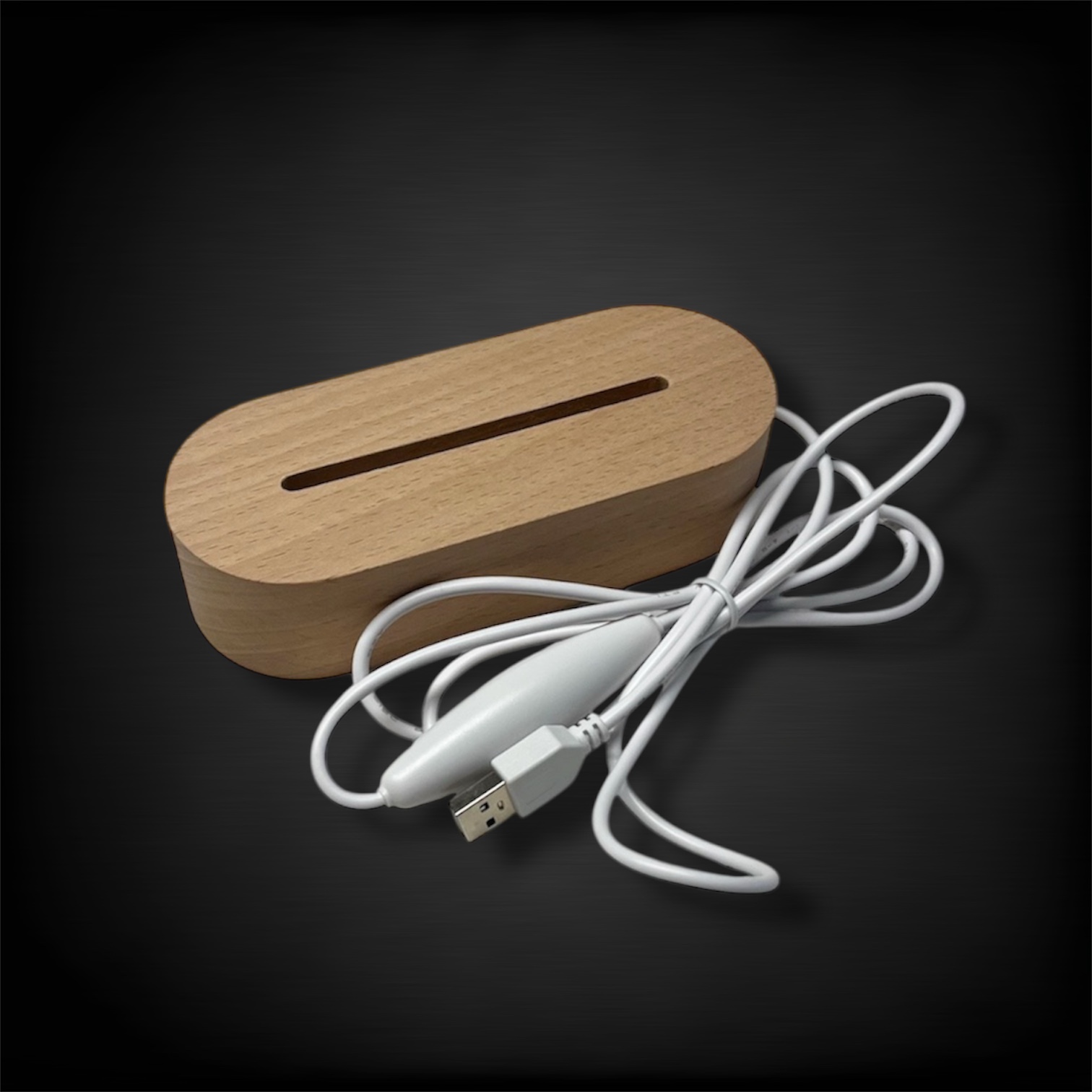 Wired Oval Base wooden LED base glowing