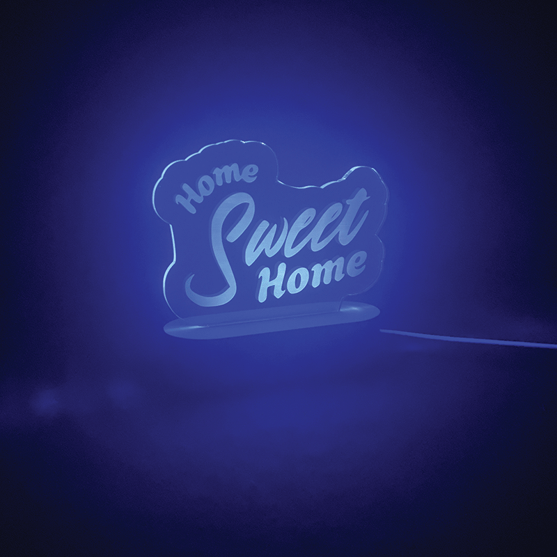 Home Sweet Home LED sign glowing
