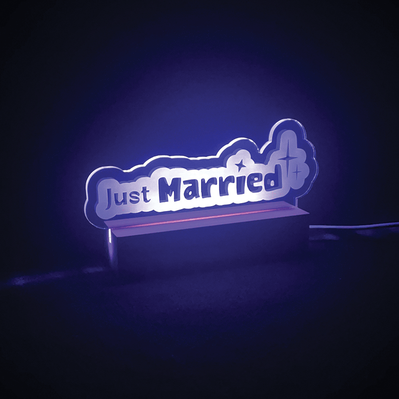 Just Married LED sign glowing