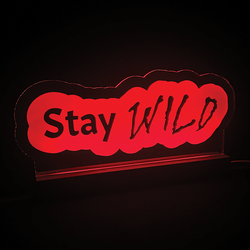 Stay Wild LED sign glowing